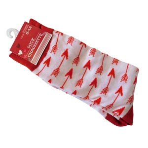 Valentine Socks Shoe Size 6-12 White Red Arrows Archery